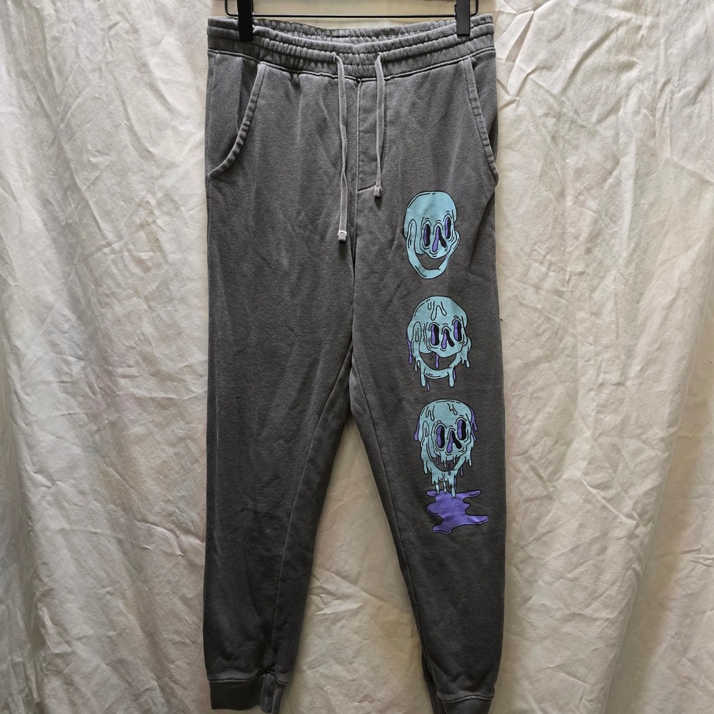 Independent Trading Company Gray Dripping Melting‎ Skull Sweatpants Joggers XS